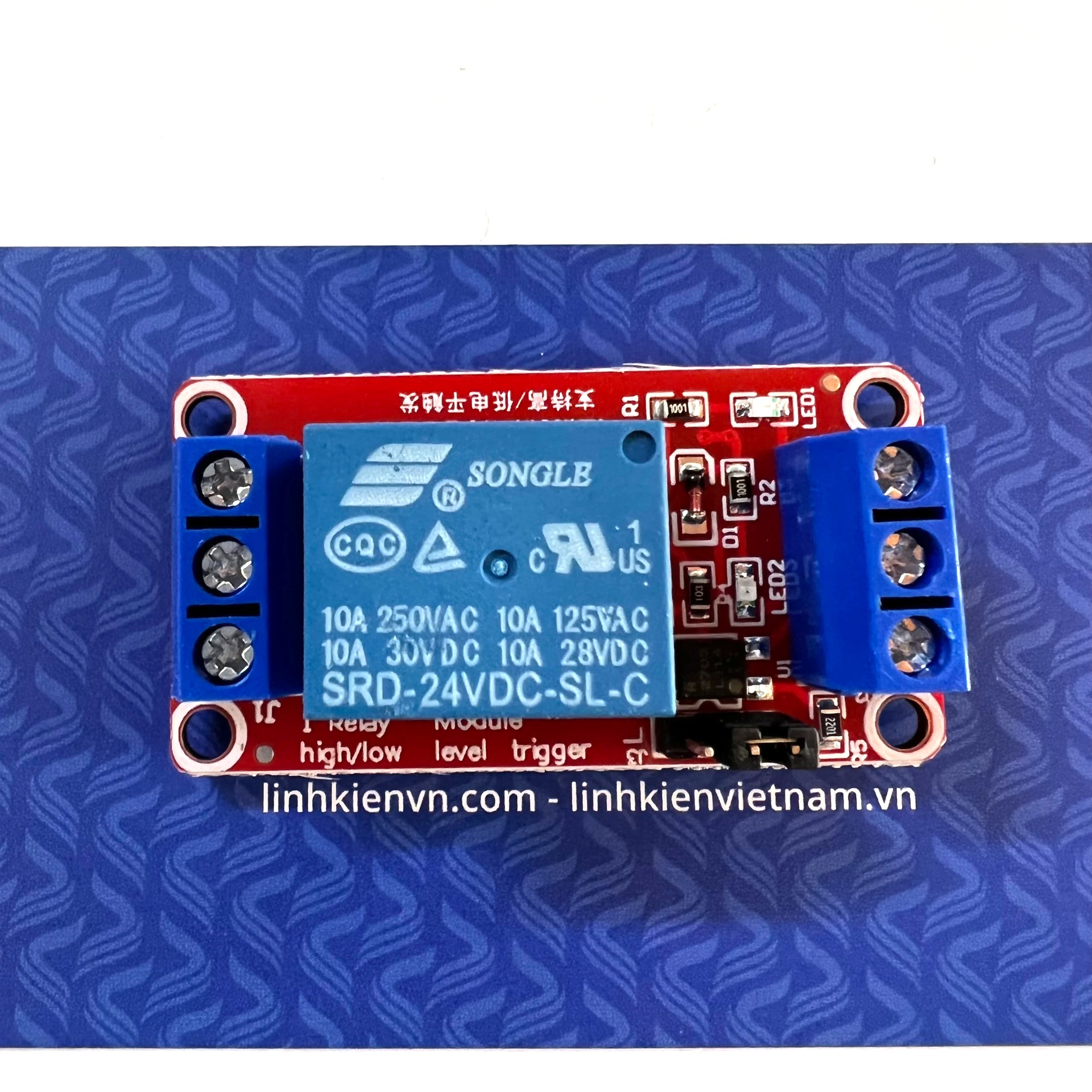 Bo mạch rơ le 1 kênh 24V 10A chọn mức kích hoạt / module relay 24V - B1H14