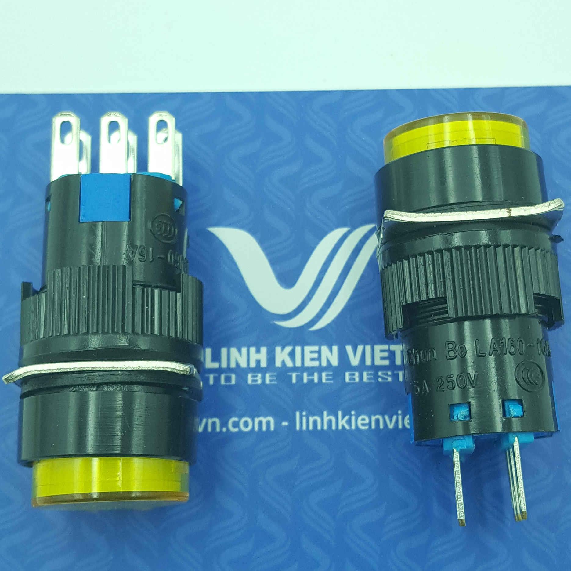 Nút nhấn nhả LA16Y-22 16mm 6 chân màu vàng / AB6-M - J1H12