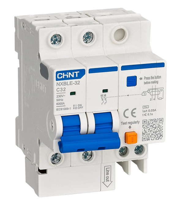 Át chống rò NXBLE-32 32A 2P / chính hãng Chint / Aptomat chống giật RCBO C32 /