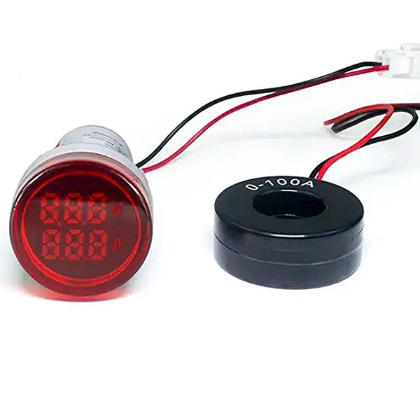 Đồng hồ đo dòng áp xoay chiều 100A 500V AD16-22VAM 22mm màu đỏ / Ampe vôn kế - S1H5