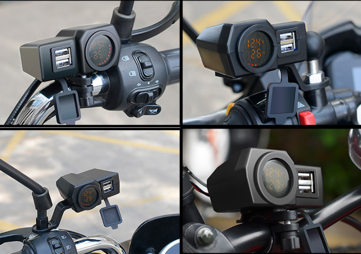 dong ho sac dien thoai xe may 2 cong usb da nang