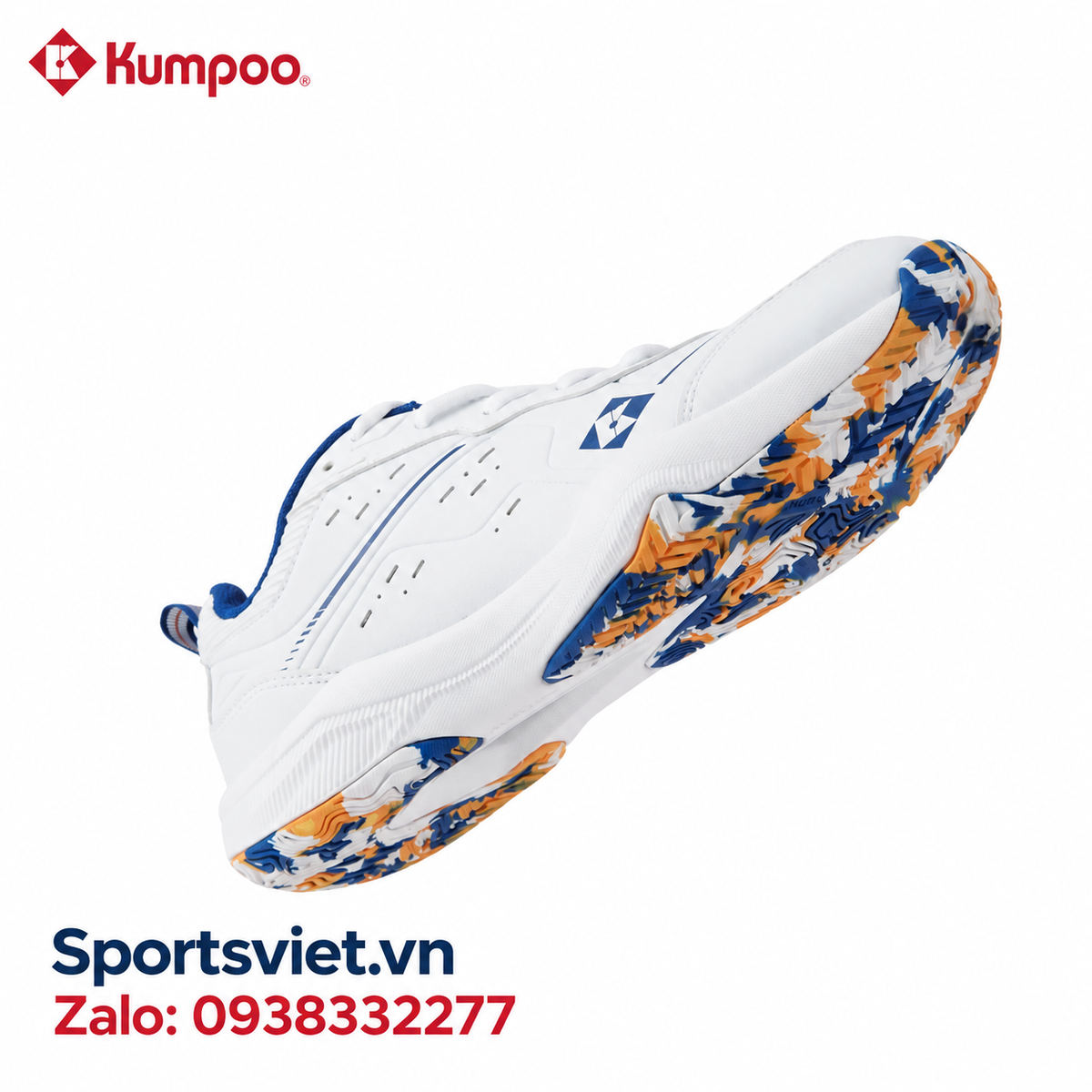 Giay-cau-long-pickleball-Kumpoo-E317-nam-nu-chinh-hang-gia-re-mau-trang-xanh