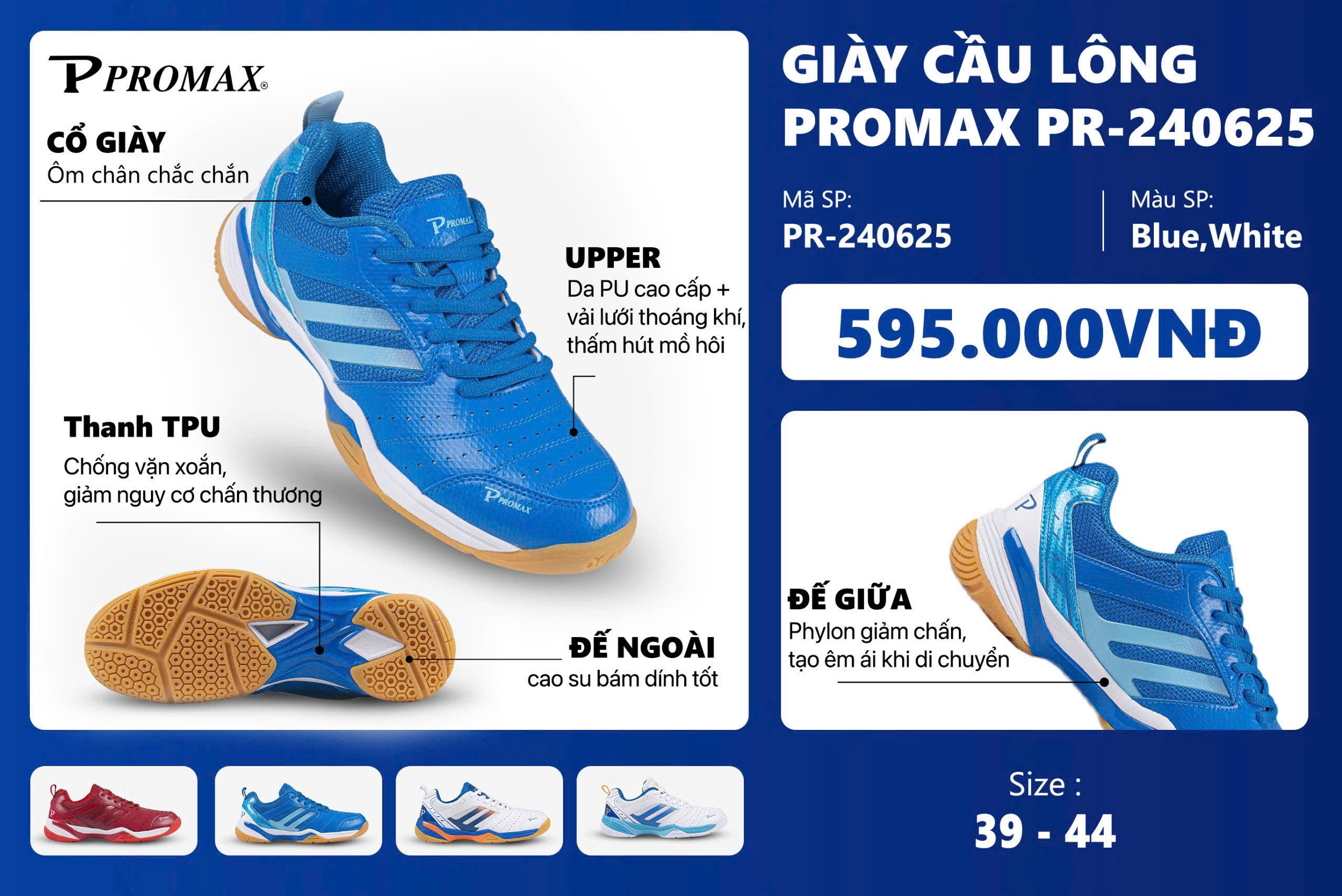 Giay-cau-long-pickleball-bong-chuyen-Promax-PR-240625-nam-nu-chinh-hang-gia-re-mau-xanh