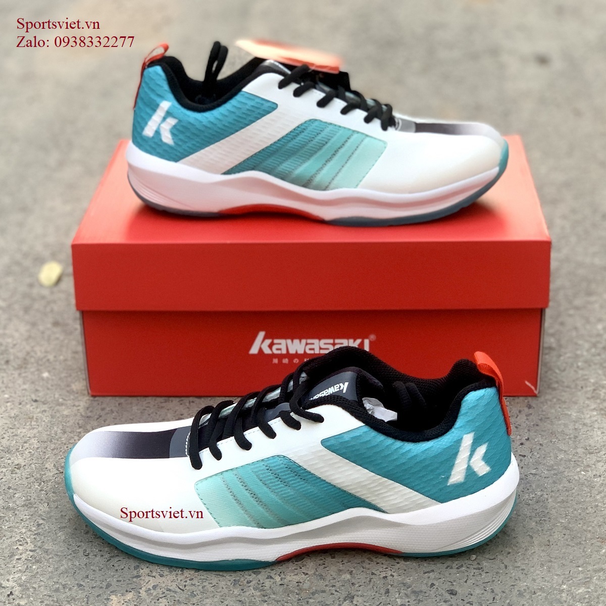 giay-cau-long-bong-chuyen-kawasaki-k367-trang-xanh-sportsviet