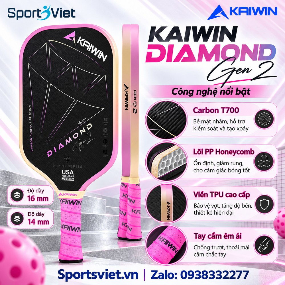 Vot-pickleball-Kaiwin-Diamond-Gen2-nam-nu-chinh-hang-gia-re-mau-hong