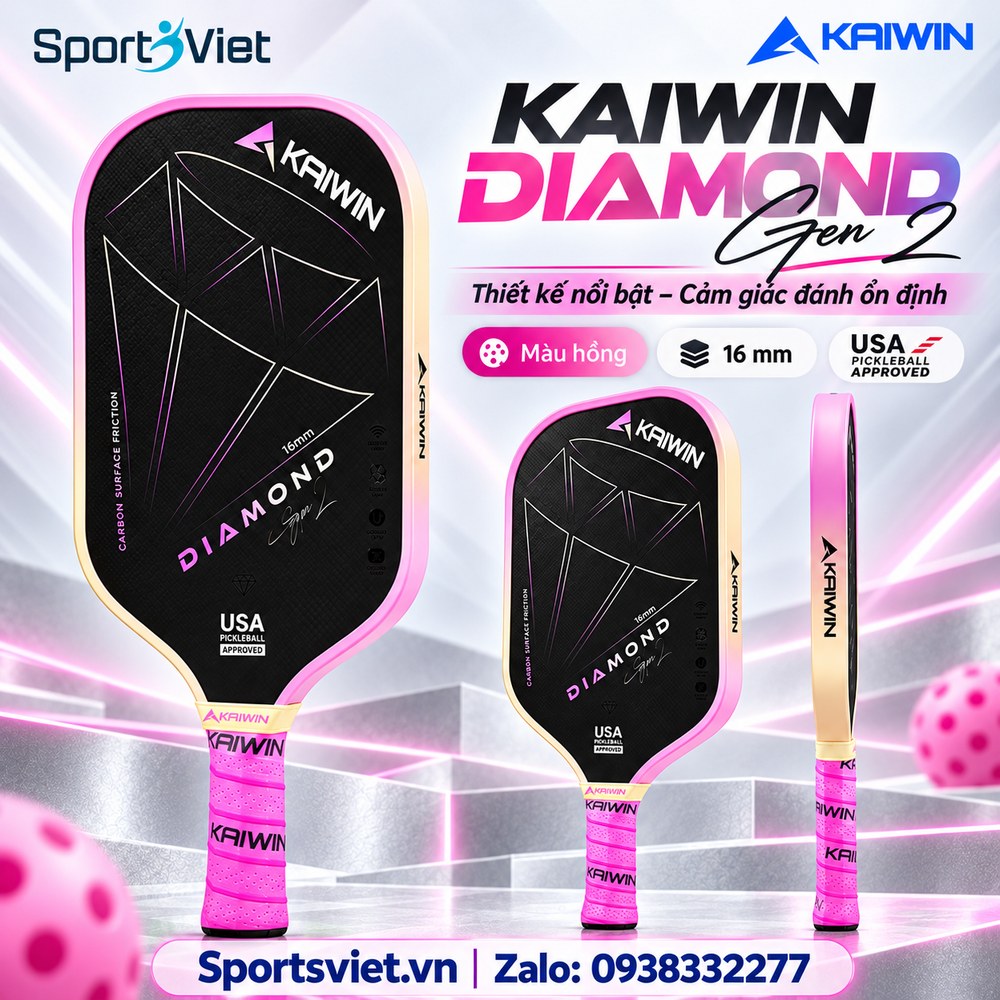Vot-pickleball-Kaiwin-Diamond-Gen2-nam-nu-chinh-hang-gia-re-mau-hong