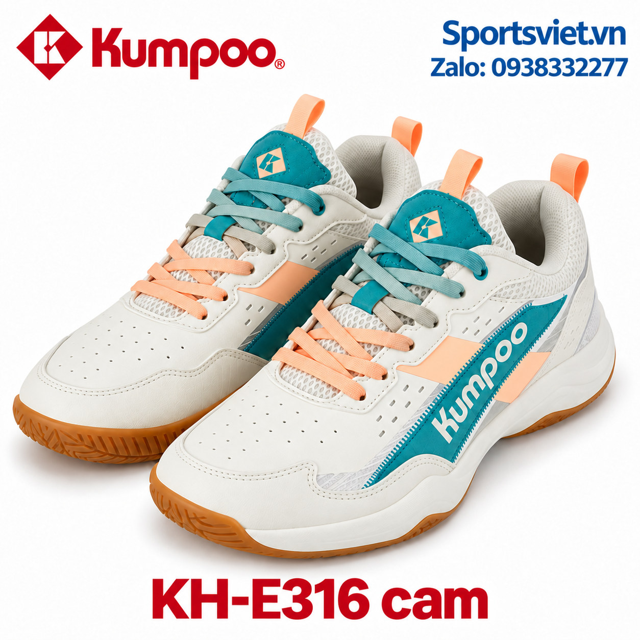 Giay-cau-long-pickleball-Kumpoo-E316-nam-nu-chinh-hang-gia-re-mau-cam