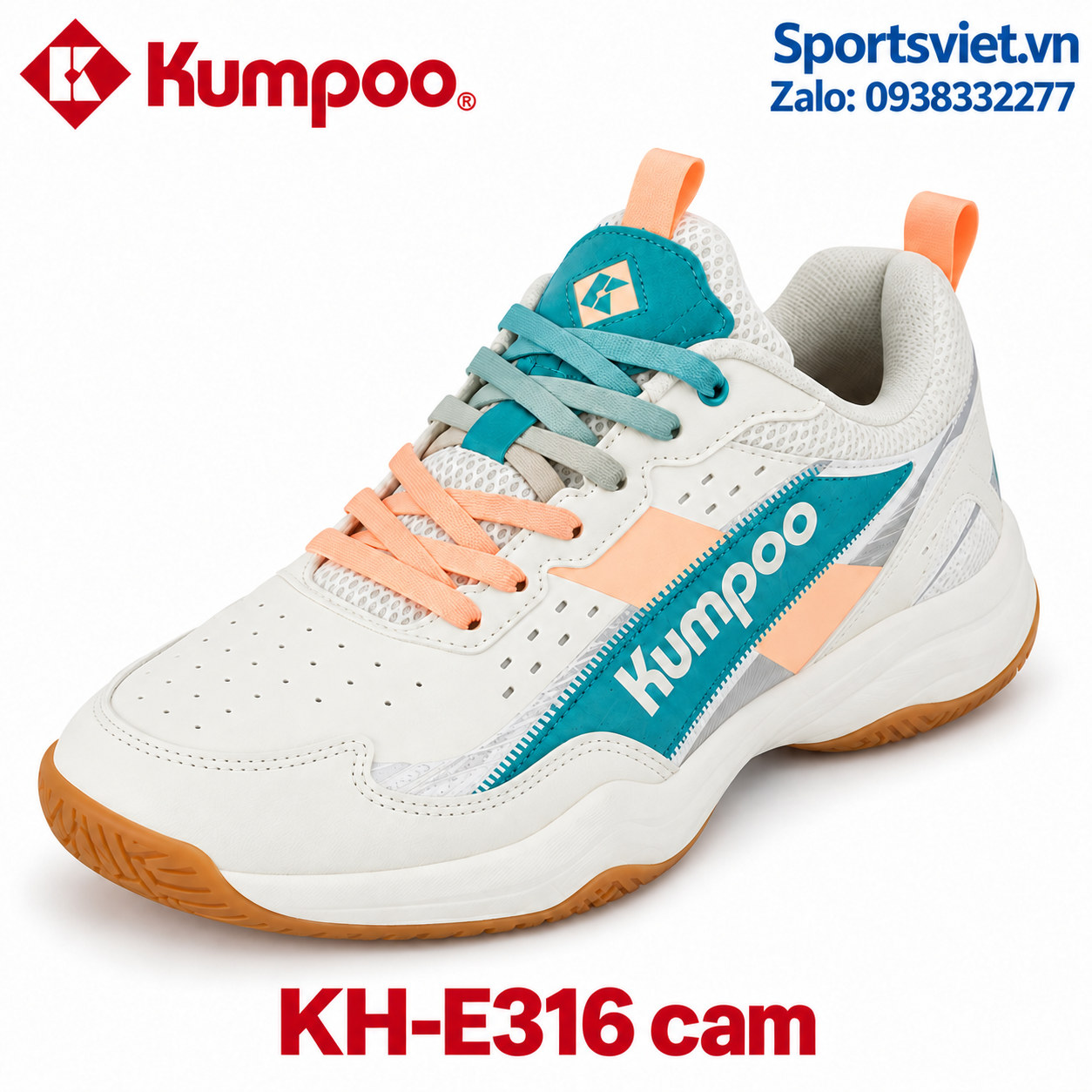 Giay-cau-long-pickleball-Kumpoo-E316-nam-nu-chinh-hang-gia-re-mau-cam