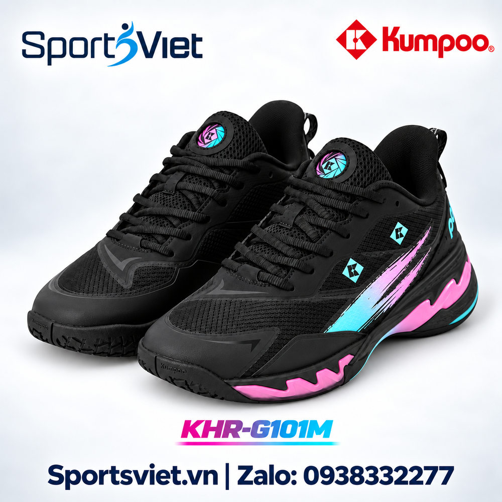 Giay-Kumpoo-KHR-101M-cau-long-pickleball-bong-chuyen-nam-nu-chinh-hang-gia-re-trang-den