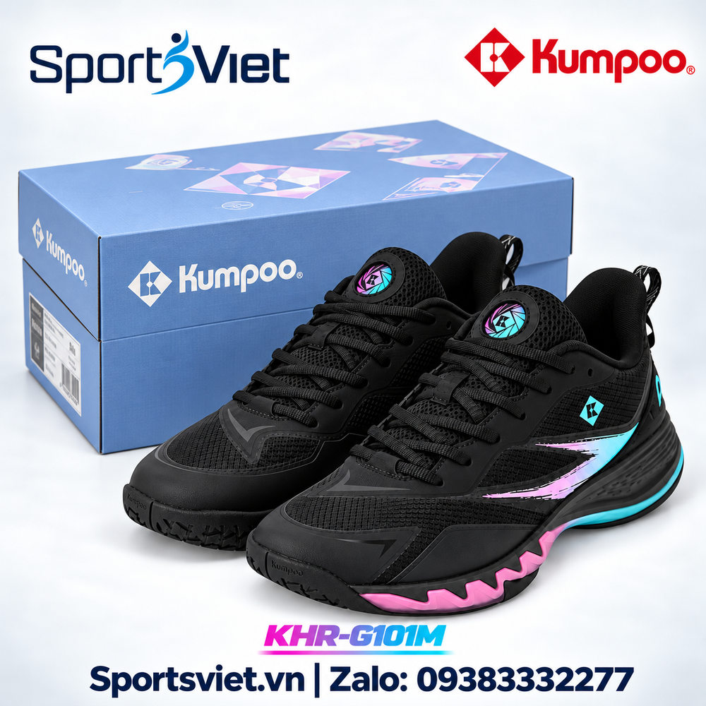 Giay-Kumpoo-KHR-101M-cau-long-pickleball-bong-chuyen-nam-nu-chinh-hang-gia-re-trang-den