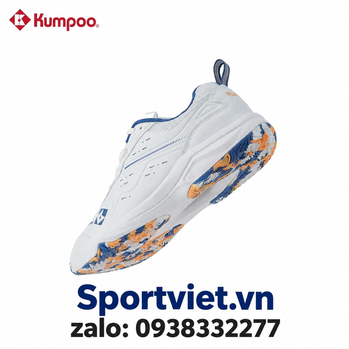 Giay-cau-long-pickleball-Kumpoo-E317-nam-nu-chinh-hang-gia-re-mau-trang-xanh