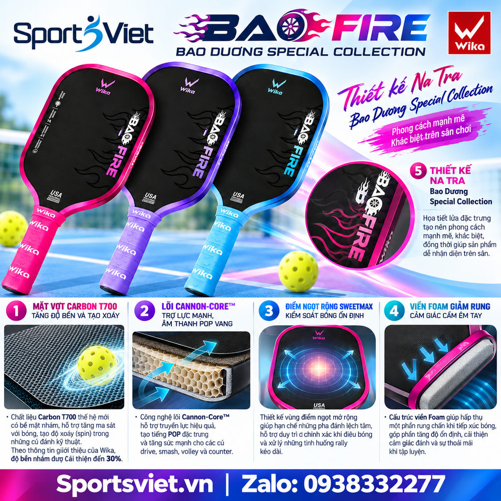 Vot-pickleball-wika-Bao-Fire-Tim-16mm-nam-gia-re-chinh-hang