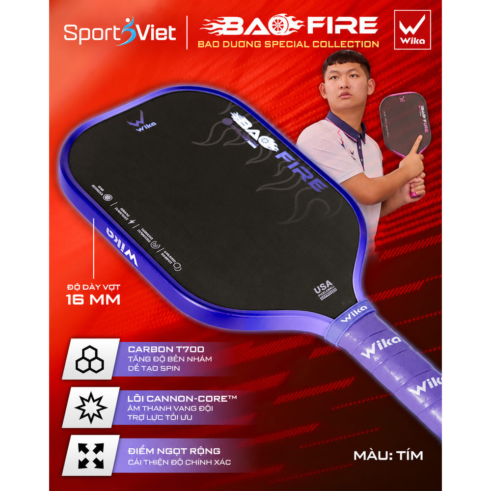 Vot-pickleball-wika-Bao-Fire-Tim-16mm-nam-gia-re-chinh-hang