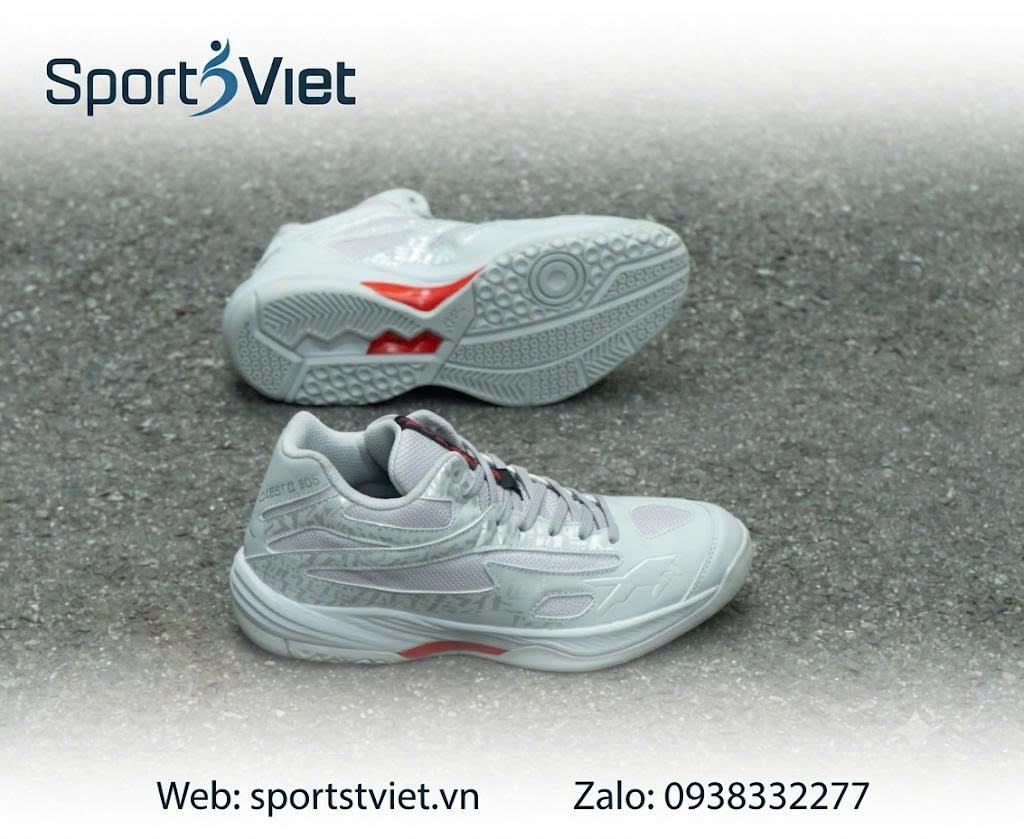 Giày bóng chuyền VHD Cabeto Sói 502 cổ cao trắng xám phối đỏ