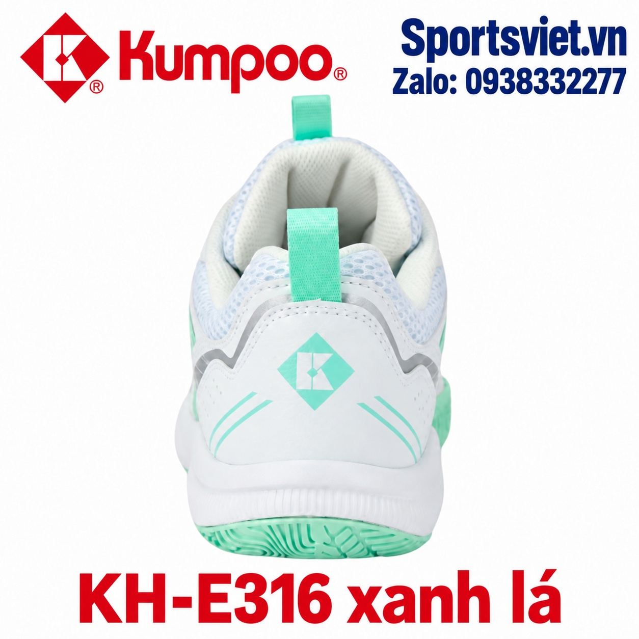 Giay-cau-long-pickleball-Kumpoo-E316-nam-nu-gia-re-chinh-hang-mau-xanh-la