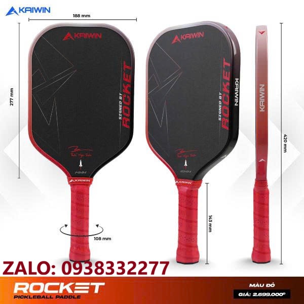 Vot-pickleball-kaiwin-chinh-hang-re-rocket-14mm