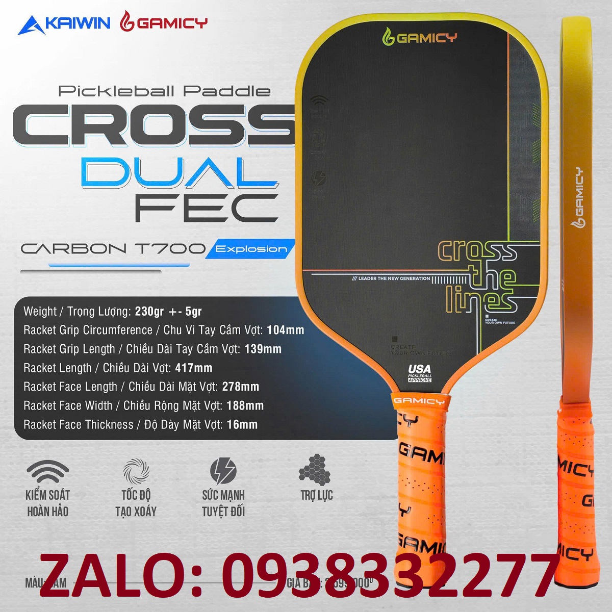 vot-pickleball-kaiwin-gamicy-cross-chinh-hang-gia-re