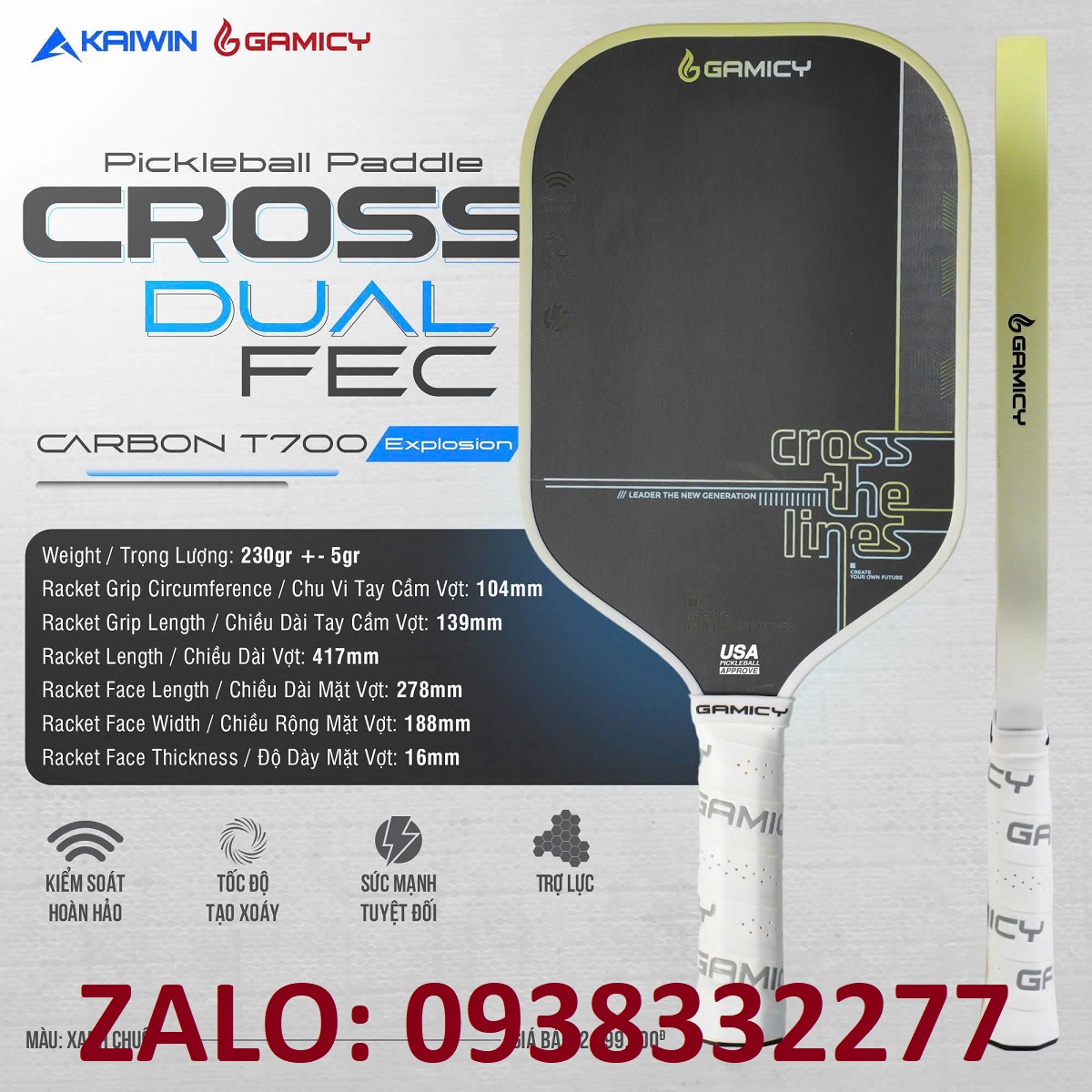 vot-pickleball-kaiwin-gamicy-cross-chinh-hang-gia-re