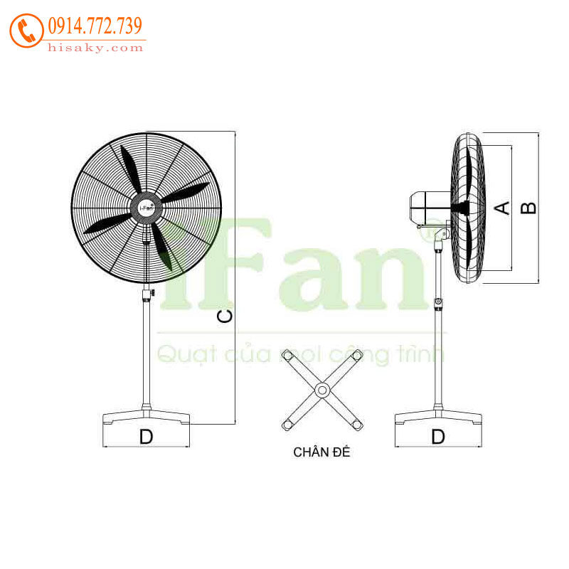 Cấu tạo quạt đứng công nghiệp Ifan