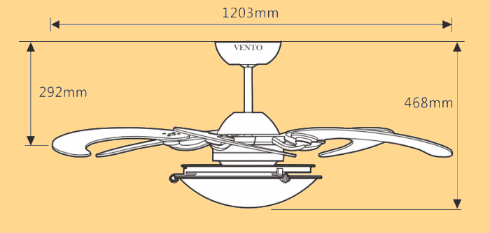 Kích thước Quạt trần ROYAL SOLE DC LED