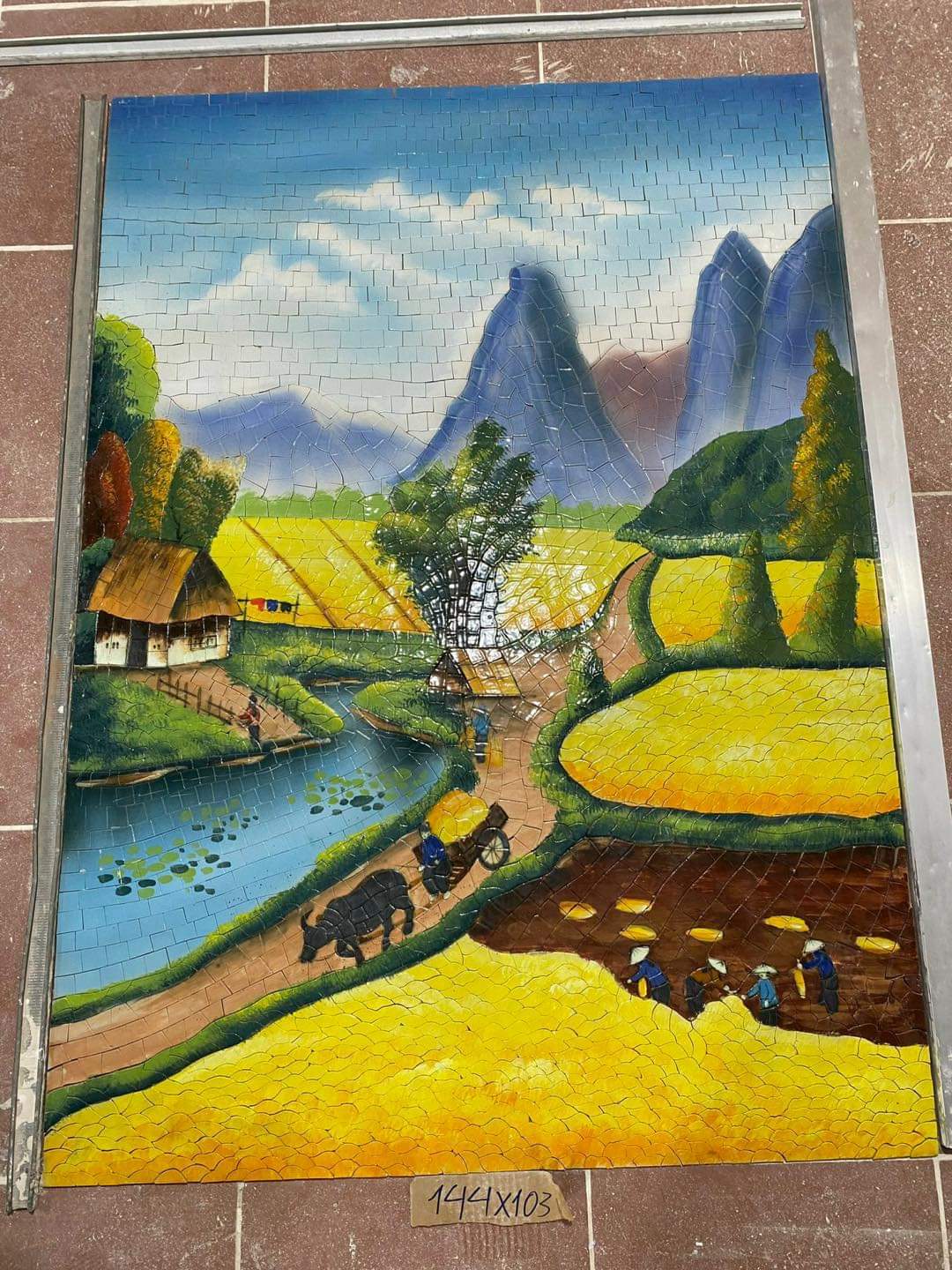 Tranh phong cảnh gốm sứ Quê hương