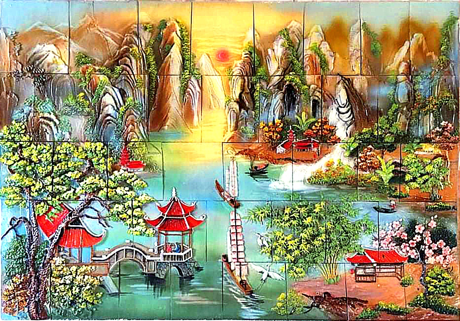 TRANH GỐM ĐẮP NỔI NON NƯỚC HỮU TÌNH