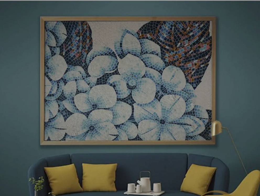TRANH MOSAIC HOA CẨM TÚ CẦU XANH
