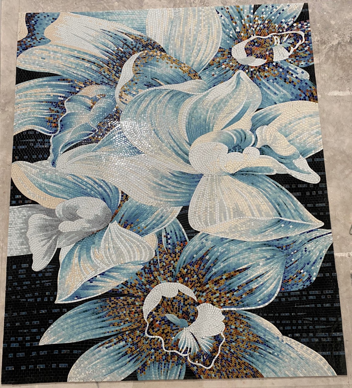 TRANH MOSAIC HOA XANH