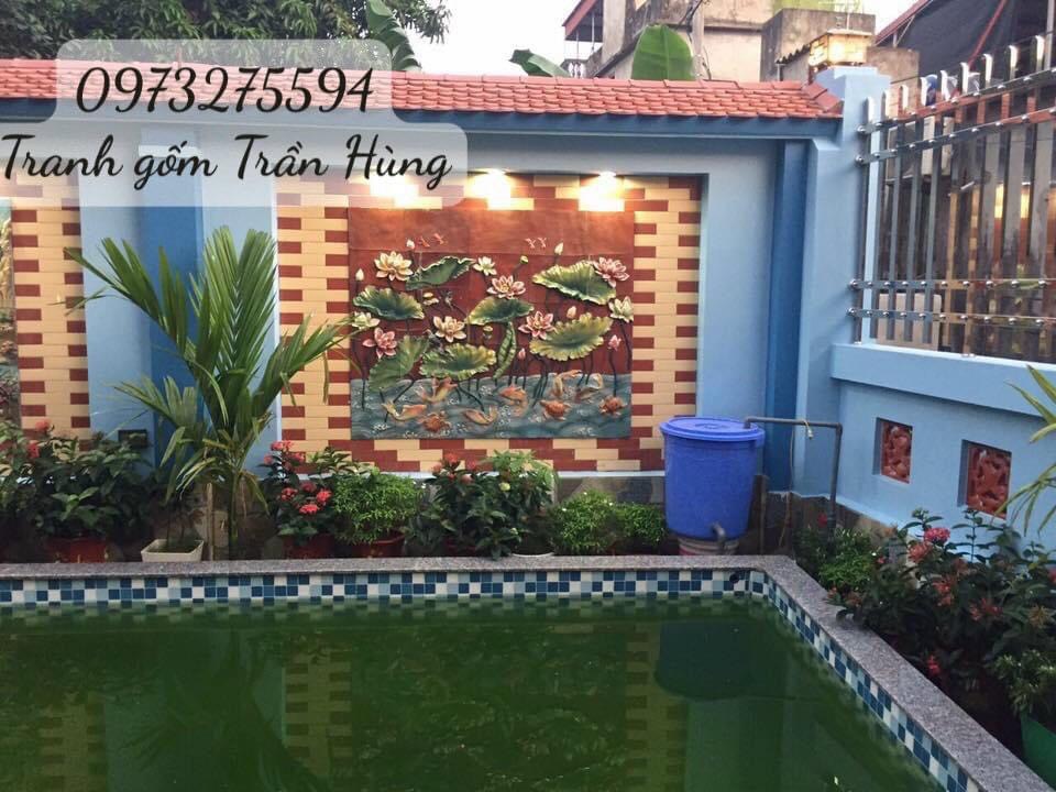 TRANH GỐM ĐẮP NỔI ĐẦM HOA SEN