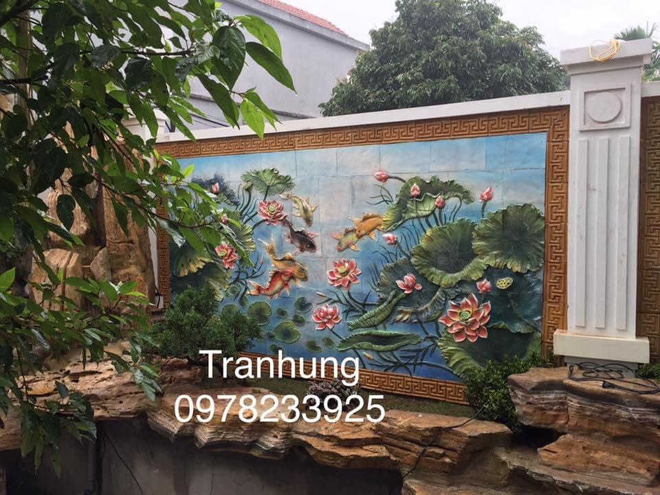 TRANH GỐM ĐẮP NỔI ĐẦM HOA SEN
