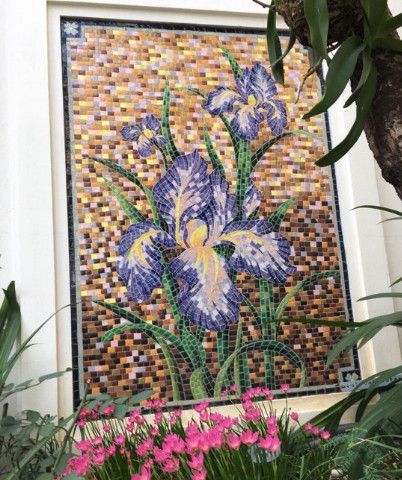 TRANH MOSAIC HOA XANH