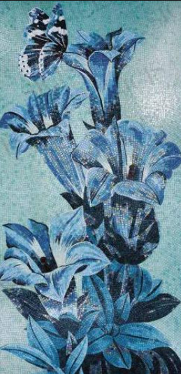 TRANH MOSAIC HOA XANH