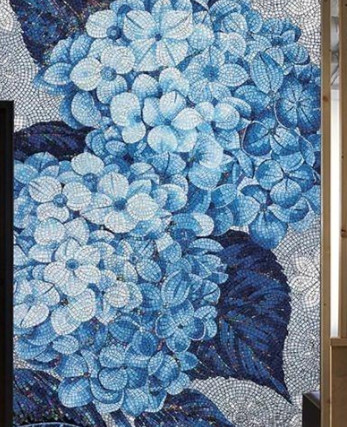 TRANH MOSAIC HOA XANH
