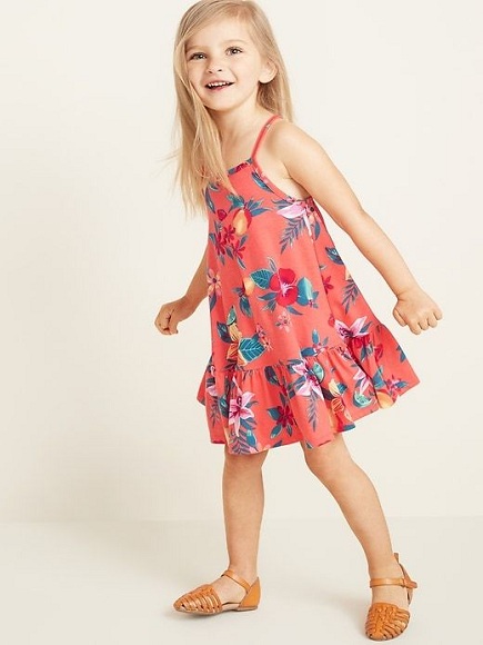 Đầm bé gái Old Navy cam đỏ hoa 109k