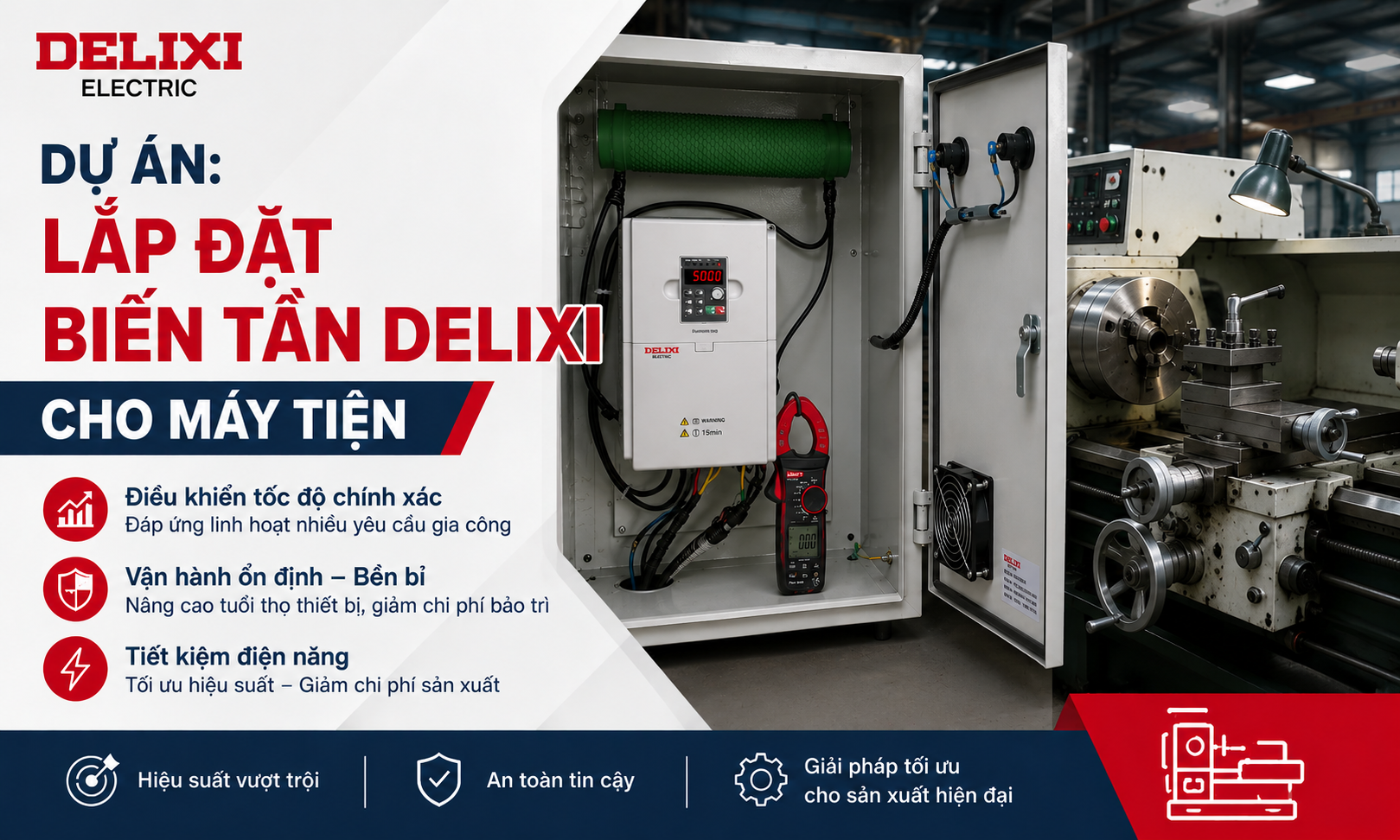 Dự Án: Lắp Đặt Biến Tần Delixi Cho Máy Tiện