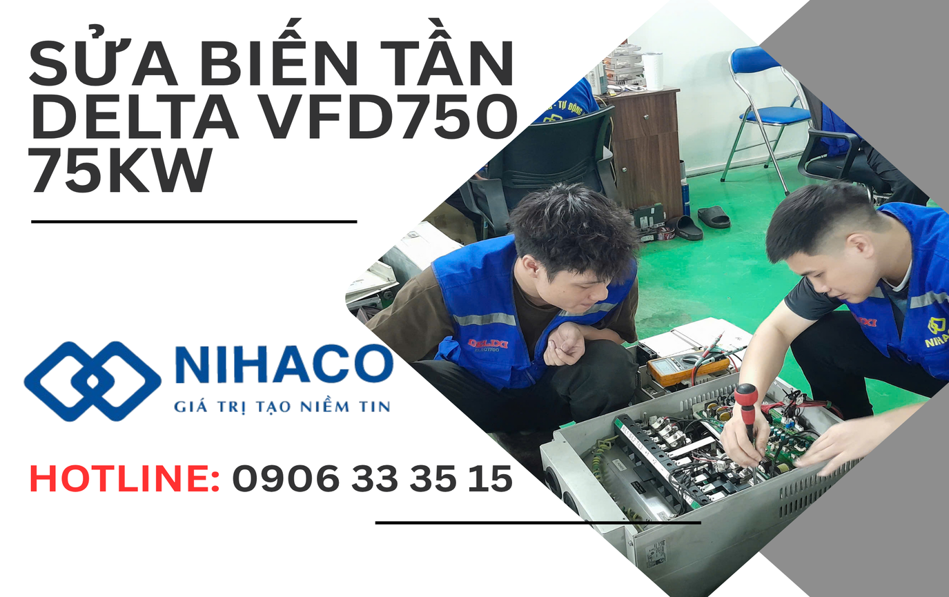 Sửa biến tần Delta VFD750VL43A-J lỗi bo kích tại Hải Phòng