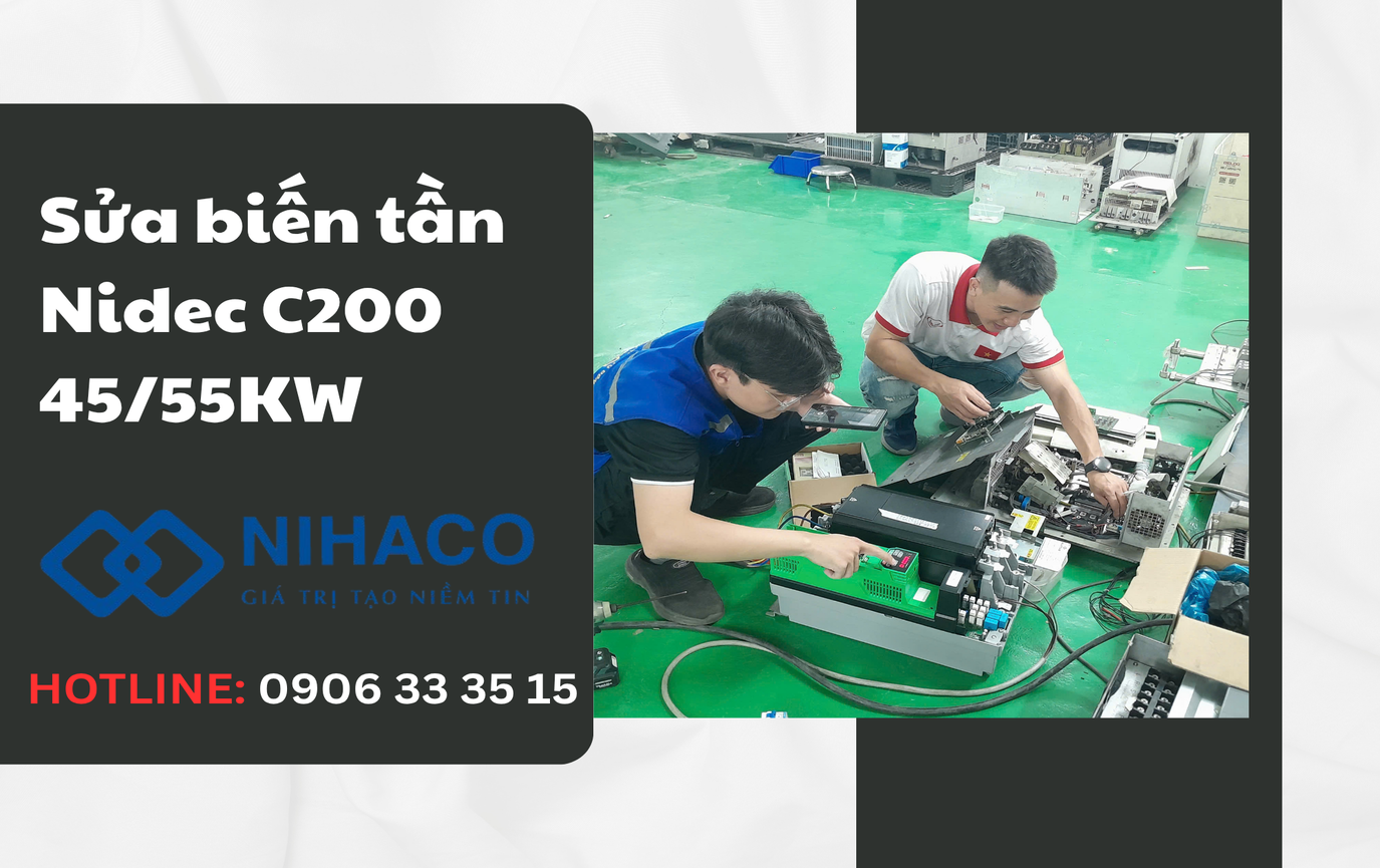 Sửa biến tần Nidec C200-07401000A 45/55kW lỗi mạch đo dòng DC tại Hải Phòng