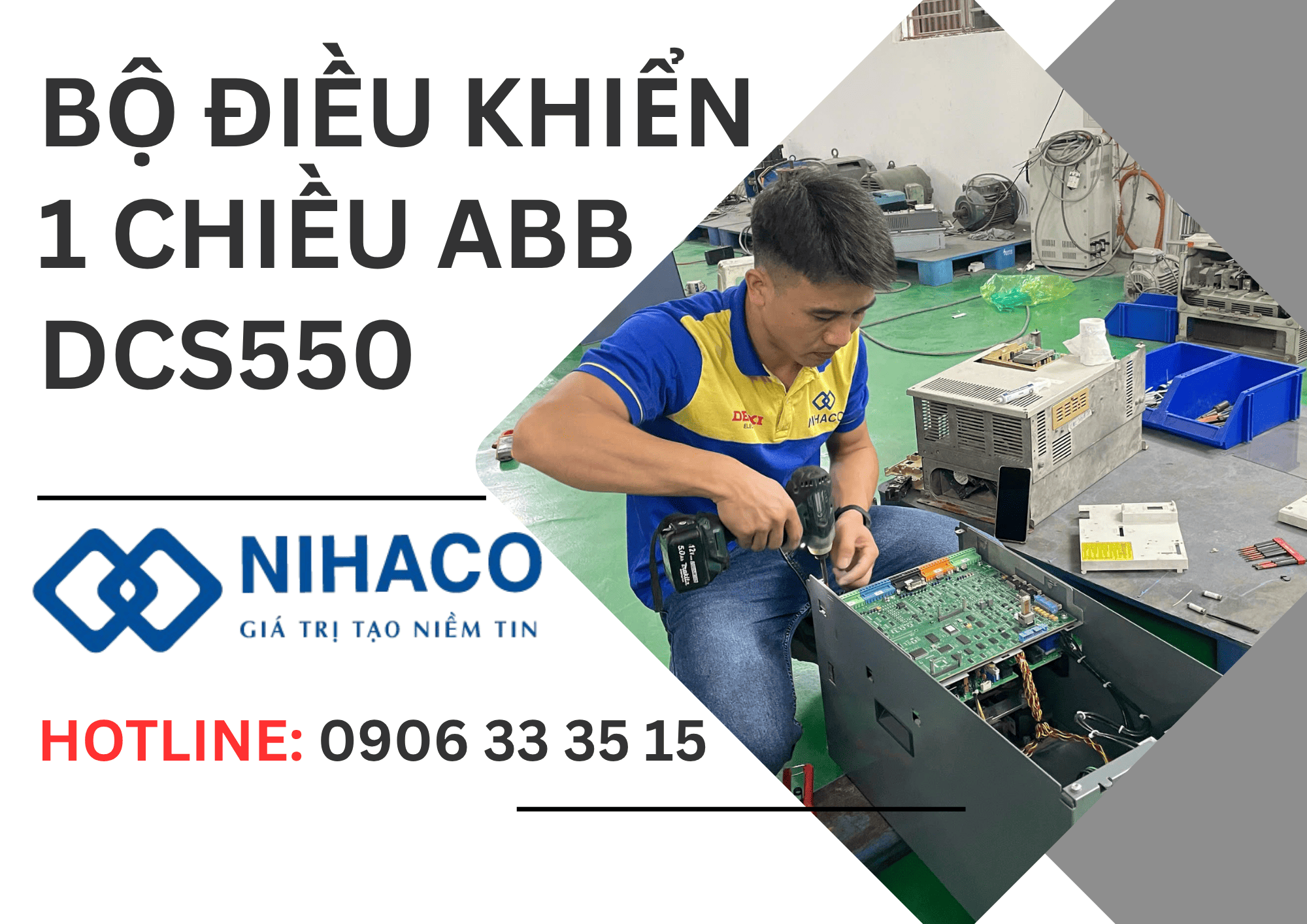 Sửa bộ điều khiển 1 chiều ABB DCS550 chết công suất phần kích từ