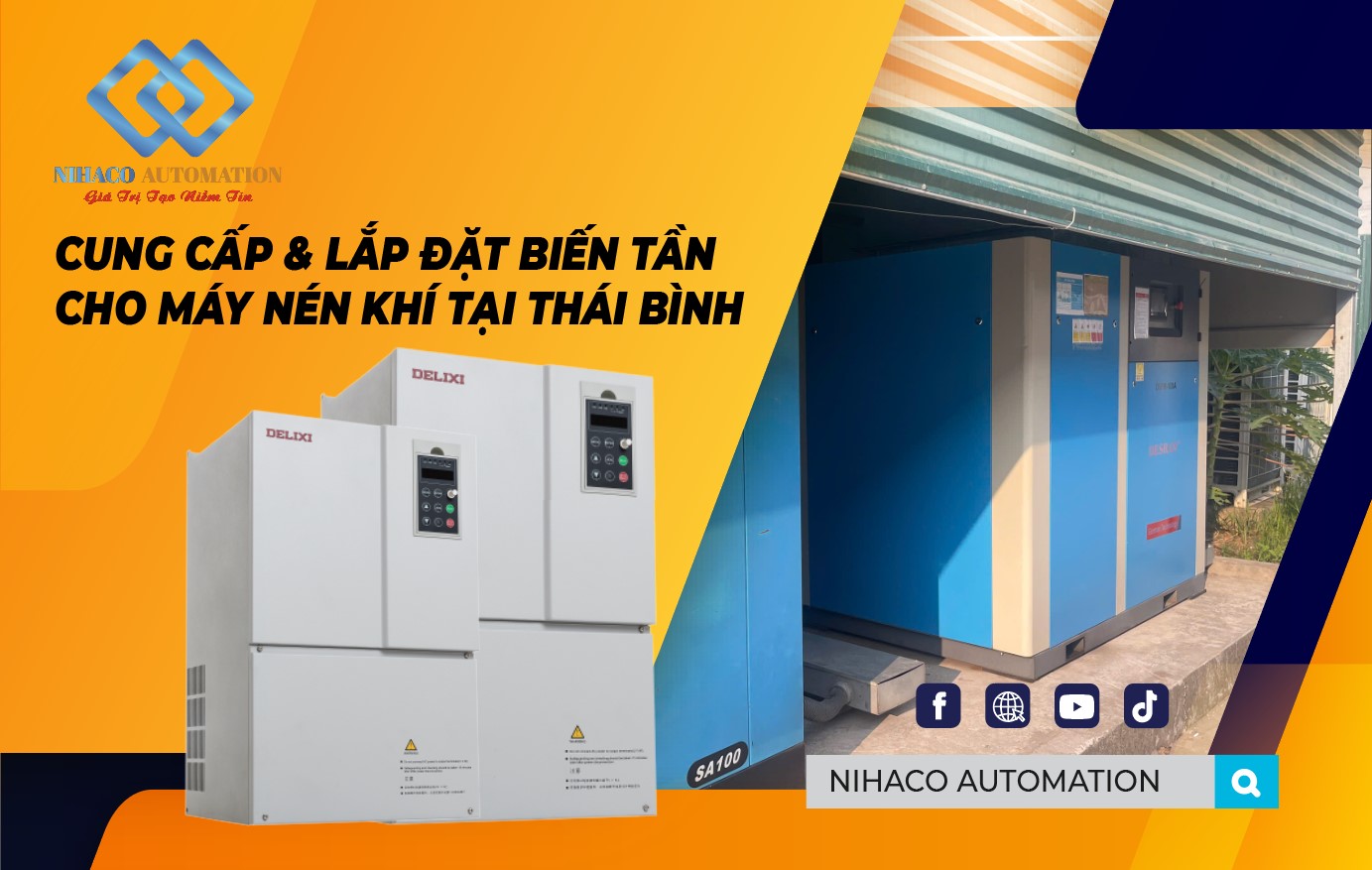 Cung cấp, lắp đặt biến tần cho máy nén khí tại Thái Bình