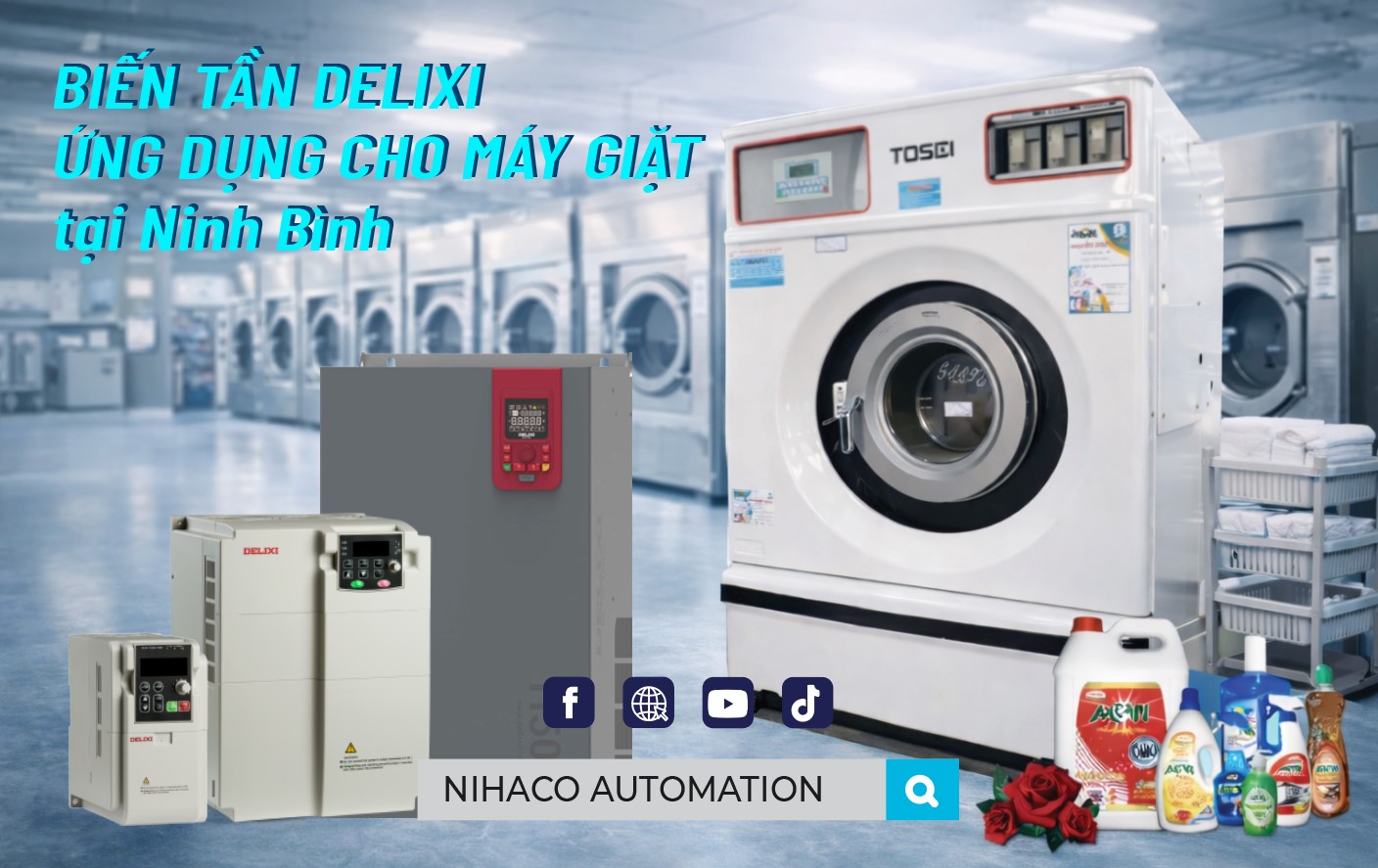 Lắp đặt biến tần Delixi E102 cho máy giặt tại Ninh Bình