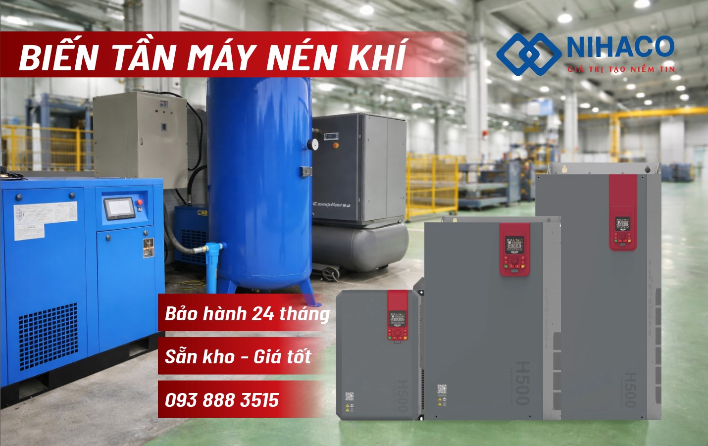 Lắp đặt biến tần Delixi H500 cho máy nén khí tại Bắc Ninh