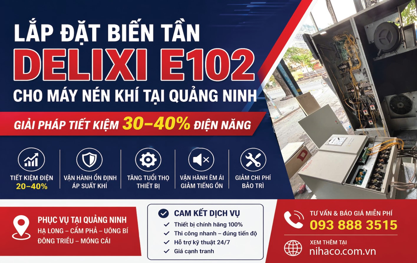 Lắp Đặt Biến Tần Delixi E102 Cho Máy Nén Khí Tại Quảng Ninh