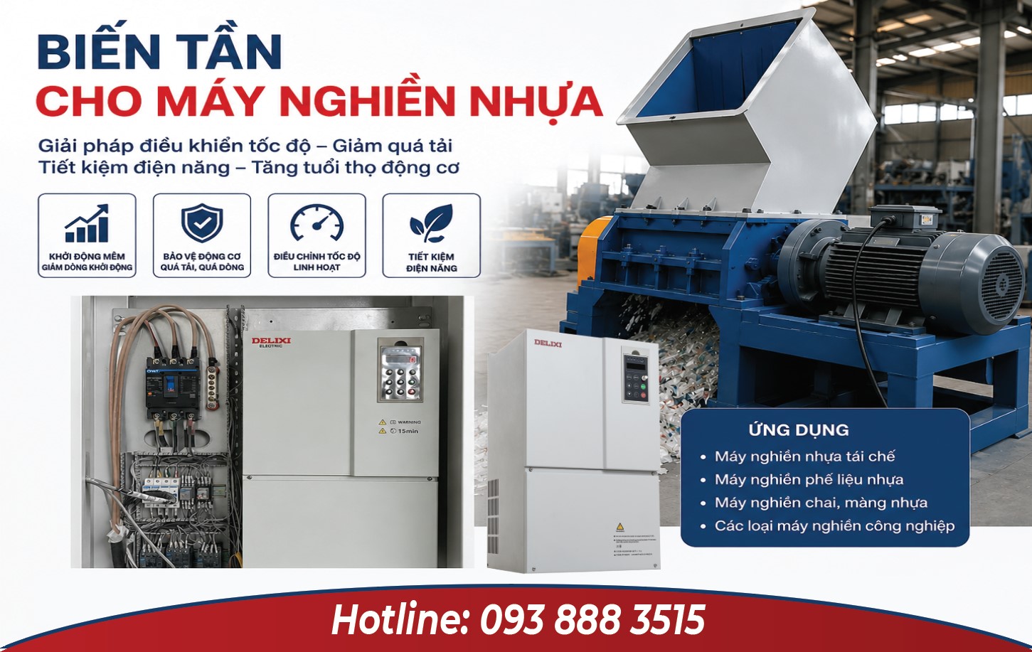Giải Pháp Lắp Đặt Biến Tần Delixi E102 Cho Máy Nghiền Nhựa Tại Hải Phòng