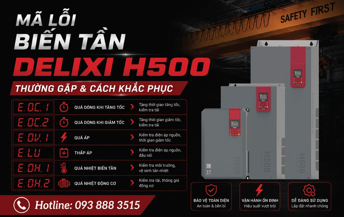 MÃ LỖI BIẾN TẦN DELIXI H500 - NGUYÊN NHÂN VÀ CÁCH KHẮC PHỤC