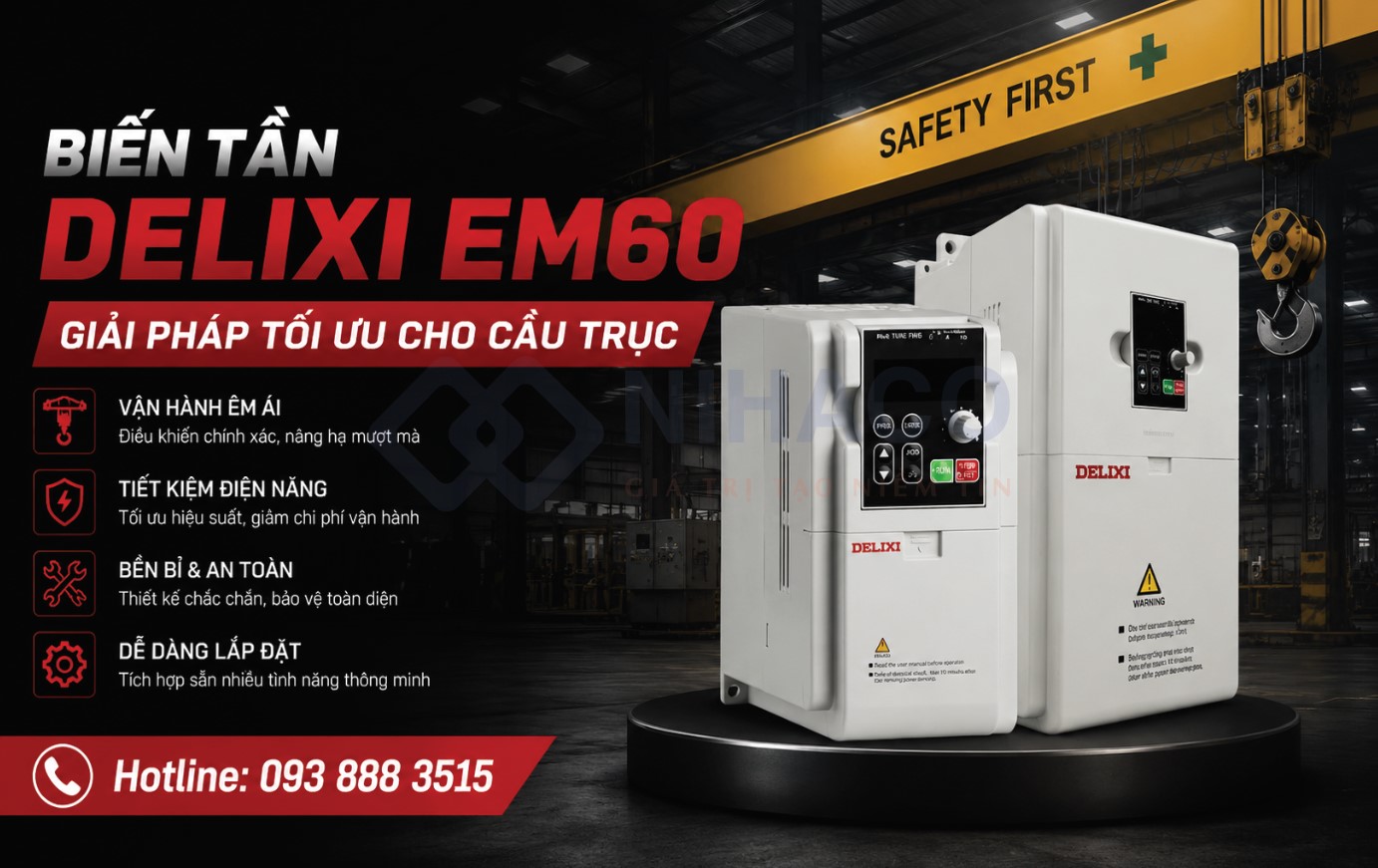 Giải Pháp Biến Tần Delixi Em60 Cho Cầu Trục Dầm Đơn