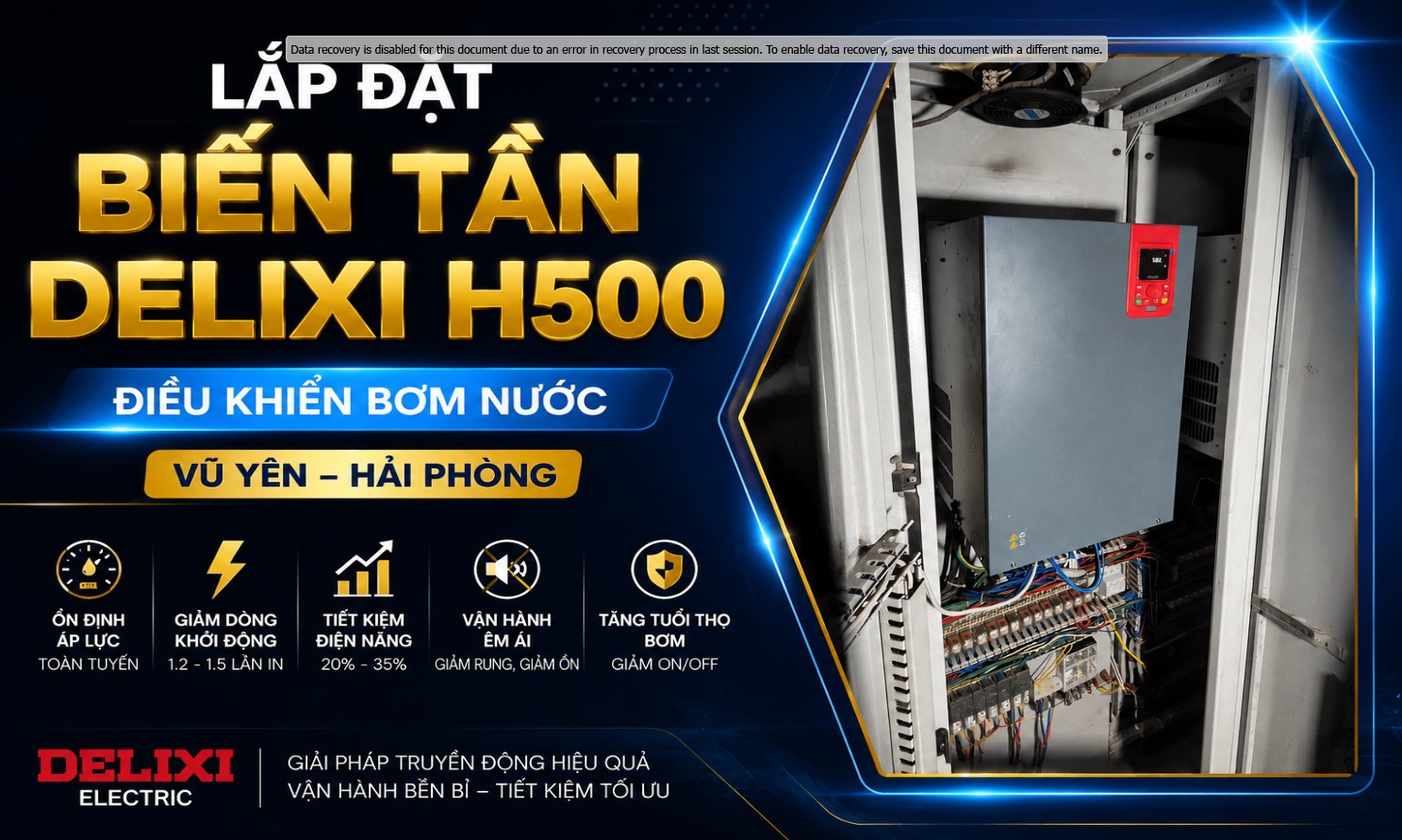 Dự án: Lắp đặt biến tần Delixi H500 điều khiển bơm nước tại Vũ Yên – Hải Phòng