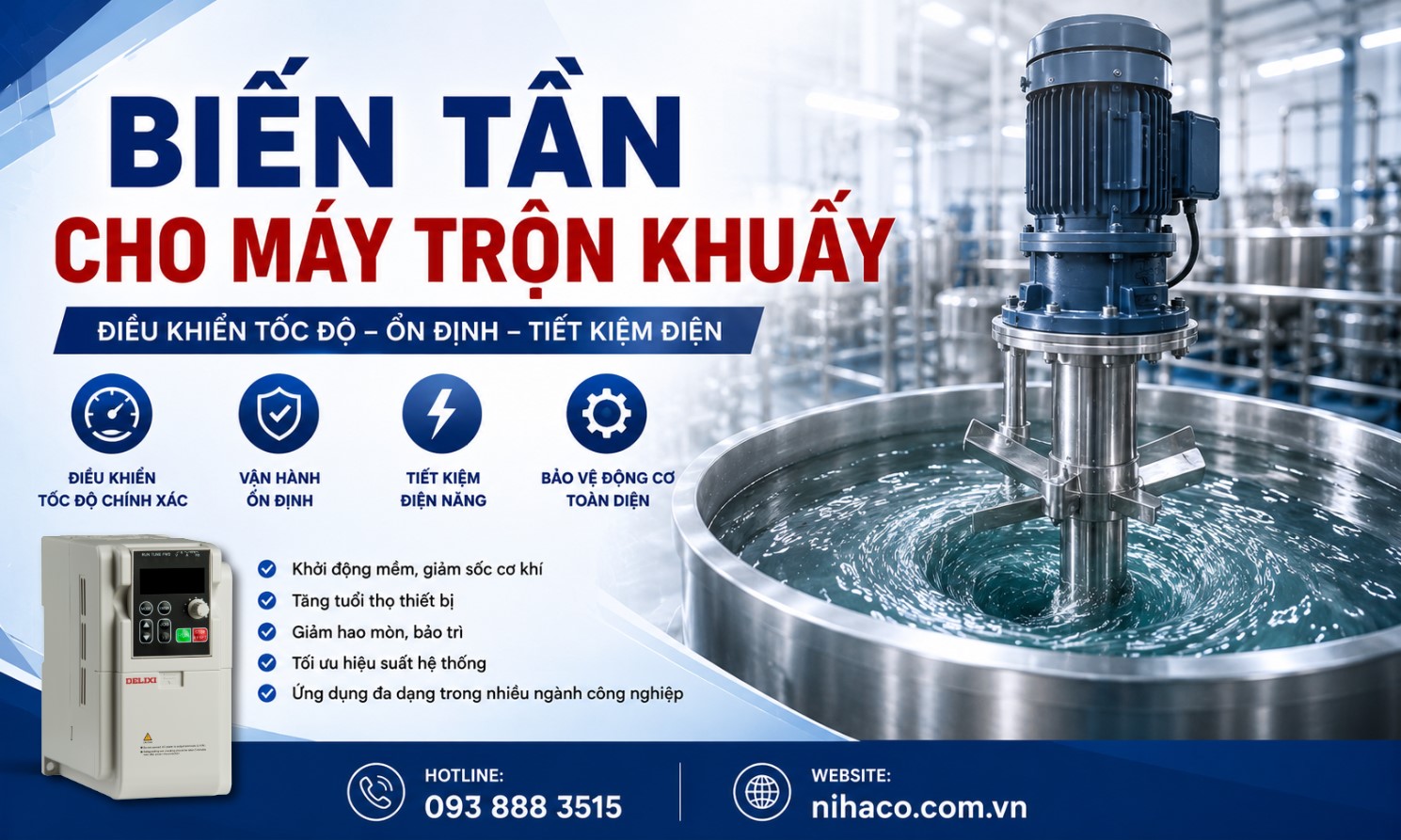 Lắp Đặt Biến Tần Cho Máy Trộn Khuấy