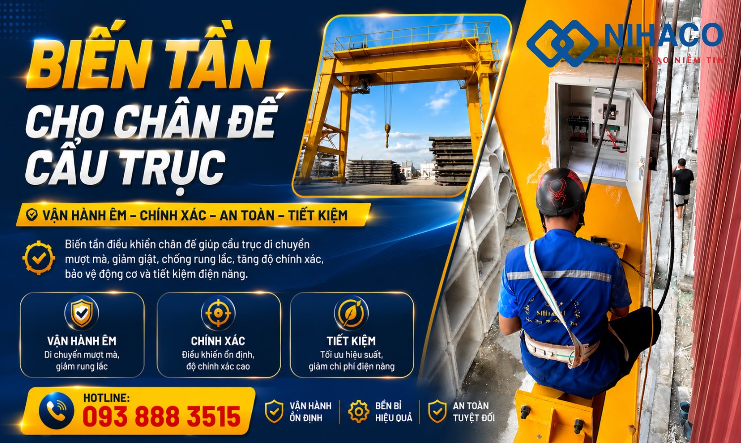 Biến Tần Cho Chân Đế Cẩu Trục – Giải Pháp An Toàn Và Tiết Kiệm Điện