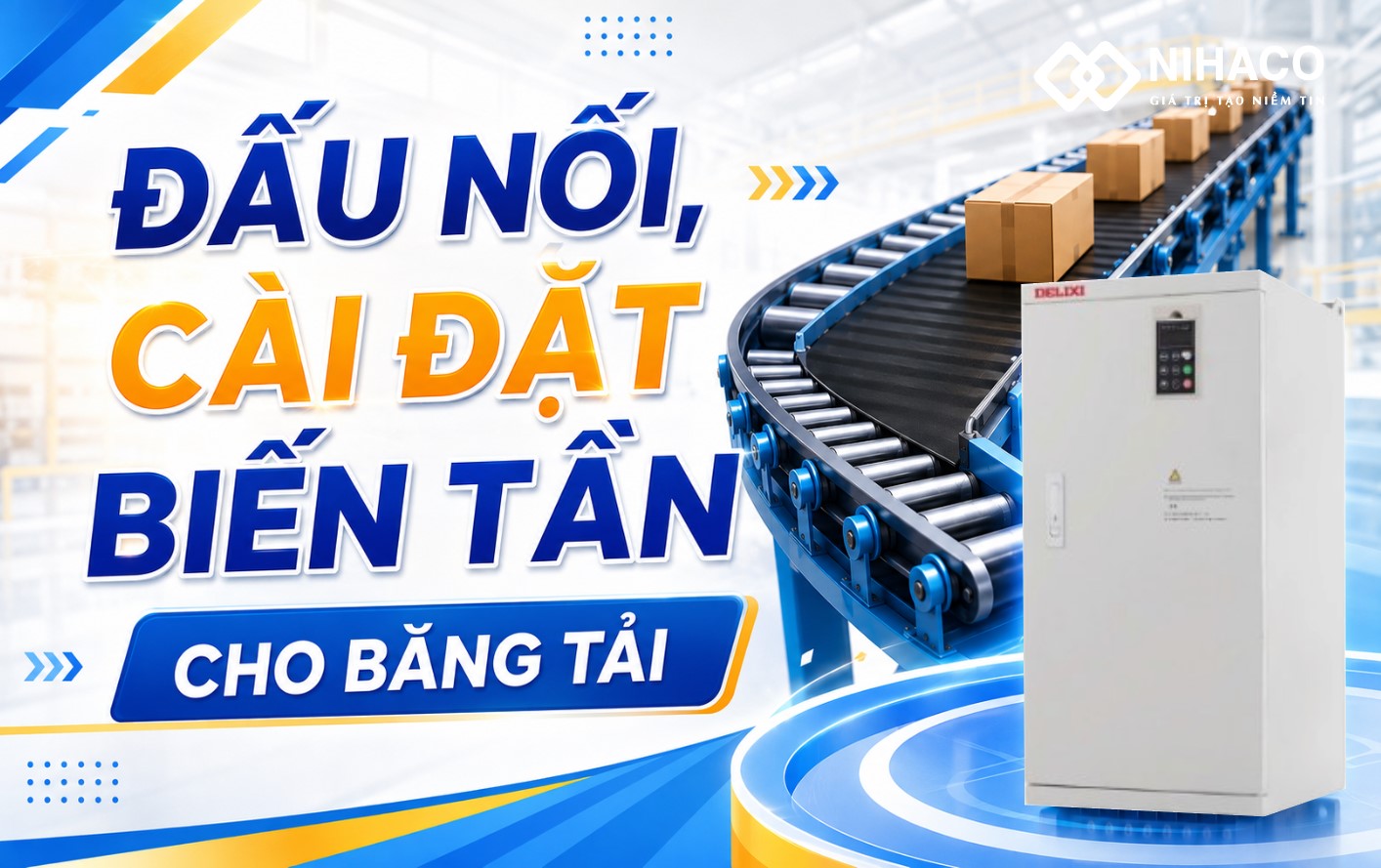 Đấu nối và cài đặt biến tần cho băng tải - Biến tần Delixi E-Series