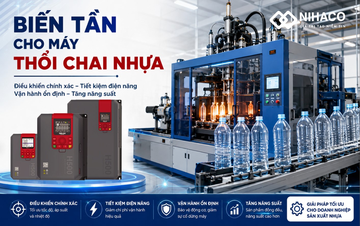 Lắp Đặt Biến Tần Delixi H500 Cho Máy Thổi Chai Nhựa Tại Hải Phòng